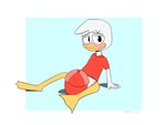 anthro blush clothing hat hat_on_penis headgear headwear male polo_shirt shirt solo topwear young young_anthro d3rky disney ducktales ducktales_(2017) huey_duck anatid anseriform avian bird duck hi_res