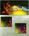 4:5 absurd_res anthro book clothed clothing collar comic duo felid female firepawdacat fur hair hi_res lodi_(artist) lodi_(character) magic magic_user mammal orange_body orange_fur purple_hair sleeping witch