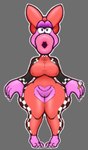 anthro bow_ribbon exposed exposed_crotch female genitals half-closed_eyes lips makeup narrowed_eyes nipple_piercing nipples nude piercing pink_body pink_skin pussy racing_suit ring solo thick_lips slimey_art mario_bros nintendo birdo_(character) birdo hi_res