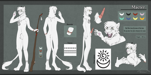 african anatomically_correct anatomically_correct_genitalia anatomically_correct_penis animal_genitalia animal_penis anthro border bracelet claws feline_genitalia feline_penis fur genitals grey_border jewelry male penile_spines penis sheath solo staff tattoo white_body white_fur lunciakkk macter felid lion mammal pantherine absurd_res hi_res model_sheet