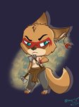 anthro chibi green_eyes male sand_fur solo nami_vianna bad_guy_cafe ake'cheta_(knoton13) canid canine canis coyote mammal 3:4 hi_res