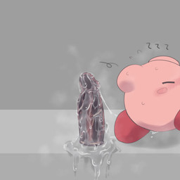 biped blush blush_lines blush_stickers bodily_fluids breath crossgender dildo emanata excessive_genital_fluids excessive_vaginal_fluids eyes_closed female flying_sweatdrops genital_fluids grey_background huge_dildo not_furry pink_body red_body sex_toy simple_background solo sweat sweatdrop text vaginal_fluid_string vaginal_fluids vaginal_fluids_on_dildo vaginal_fluids_puddle walking_away gyogyogyoen kirby_(series) nintendo kirby waddling_head 1:1 2025 digital_drawing_(artwork) digital_media_(artwork) hi_res