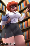 big_breasts breasts clothed clothing female fully_clothed librarian library zombikiss disney goof_troop sylvia_marpole hi_res