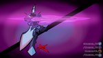 armor fire fire_in_eyes gradient_background melee_weapon purple_body simple_background solo sword weapon kreiser_vii game_freak nintendo pokemon ceruledge generation_9_pokemon humanoid pokemon_(species) 16:9 4k absurd_res hi_res widescreen