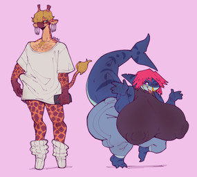 anthro big_breasts big_penis body_hair bottomwear breasts bulge chest_hair clothing denim denim_bottomwear denim_clothing duo ear_piercing electronics facial_piercing female footwear genitals huge_breasts huge_penis hyper hyper_breasts jeans male male/female nipple_outline nipple_piercing nipples nose_piercing oversized_clothing pants penis phone piercing socks tongue tongue_piercing eldiipiid fish giraffe giraffid mammal marine shark hi_res