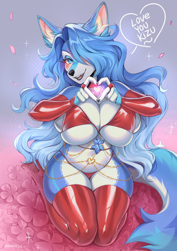 anthro armwear bikini bikini_bottom bikini_top biped blush breasts claws clothed clothed_anthro clothed_female clothing countershade_torso countershading dialogue female female_anthro fingers front_view fur hair happy heart_symbol kneeling legwear looking_at_viewer mature_anthro mature_female navel open_mouth open_smile smile smiling_at_viewer solo speech_bubble swimwear tail talking_to_another talking_to_viewer teeth text thigh_highs tongue two-piece_swimsuit sorafoxyteils saphayla_(zelianda) canid canine mammal 2026 artist_name digital_drawing_(artwork) digital_media_(artwork) english_text hi_res signature
