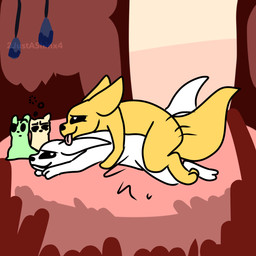 anal anal_penetration being_watched brother_penetrating_brother duo exposure_to_minor feral looking_at_another male male/male penetration tongue tongue_out young 2justashinx4 rain_world videocult monk_(rain_world) survivor_(rain_world) slugcat slugpup_(rainworld) 1:1 hi_res brother_(lore) brothers_(lore) incest_(lore) sibling_(lore)