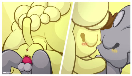 anthro balls biped blonde_hair blush blush_lines border brown_hair butt duo erection eyes_closed female from_front_position fur genitals grey_body grey_fur hair kissing kissing_while_penetrated kissing_while_penetrating lying male male/female on_back on_top penis rear_view red_blush reverse_missionary_position sex side_view split_screen thrusting toony vaginal vulva white_border yellow_blush yellow_body yellow_fur freddieindaboxx freddie_r._honeycomb tiberius_magnus domestic_cat felid feline felis mammal 2025 animated loop no_sound short_playtime video watermark