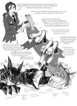 3_toes 4_toes 5_toes anthro asking asking_another beak black_body black_feathers black_fur black_nose bodily_fluids cheek_tuft claws clothed clothed_female clothing crying_laughing describing_foot dialogue dominant dominant_female dominant_human eyes_closed facial_scar facial_tuft feathers feet female foot_fetish fur fur_tuft group hair holding_feather holding_object inner_ear_fluff laugh loose_feather male motion_lines necktie open_mouth open_smile restrained restrained_feet scar smile snout speech_bubble submissive submissive_anthro submissive_male talking_to_another tears teeth tickle_fetish tickle_torture tickling tickling_feet toe_claws toes tongue tuft uvula sketcher92 crowman_&_wolfboy cyberconnect2 little_tail_bronx solatorobo wither_studios crowman_(crowman_&_wolfboy) marianne_balvadere red_savarin wolfboy_(crowman_&_wolfboy) avian bird canid canine canis corvid corvus_(genus) crow domestic_dog human mammal oscine passerine shadow_creature shiba_inu spitz wolf hi_res monochrome