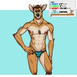 5_fingers abs anthro antlers arm_tuft athletic athletic_anthro athletic_male beard biped black_nose blue_background blue_clothing blue_underwear brown_beard brown_body brown_eyes brown_facial_hair brown_fur brown_hair brown_nipples brown_spots bulge closed_smile clothed clothed_anthro clothed_male clothing countershade_arms countershade_legs countershade_torso countershading elbow_tuft eyebrows facial_hair fingers front_view fur hair hand_on_hip horn humanoid_hands imperial_unit jewelry looking_at_viewer male male_anthro markings measurements mouth_closed multicolored_body multicolored_fur navel necklace nipples number pendant simple_background smile smiling_at_viewer solo spots spotted_body spotted_fur standing stated_height stated_weight tan_body tan_countershading tan_fur tan_inner_ear text topless topless_anthro topless_male tuft underwear underwear_only v-cut white_background oldshep sam_(oldshep) deer mammal 1:1 digital_drawing_(artwork) digital_media_(artwork) english_text portrait shaded signature three-quarter_portrait