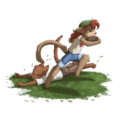 2014 <3 brother brown_fur charlie clothing determined dirty eyes_closed feline female football fur grass hair hat jay_naylor long_hair long_tail male mammal ponytail red_hair shirt short_hair shorts sibling sister stripes victor
Rating: Safe
Score: 3
User: Noah_Black
Date: April 24, 2014