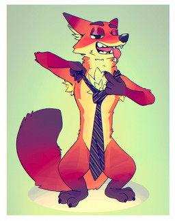 3_toes 4_fingers accessory adjusting_necktie anthro armpit_hair armpit_tuft bedroom_eyes black_necktie black_nose bodily_fluids body_hair border chest_tuft convenient_censorship dipstick_ears dipstick_tail dripping ear_markings ears_back fangs feet fingers fox_ears fox_tail gloves_(marking) green_background green_eyes half-closed_eyes leg_markings male markings multicolored_ears narrowed_eyes necktie open_mouth pattern_necktie pivoted_ears saliva saliva_drip seductive simple_background socks_(marking) solo standing striped_necktie tail tail_markings teeth toes tongue tongue_out tuft white_border largedrat disney zootopia nick_wilde full-length_portrait hi_res portrait