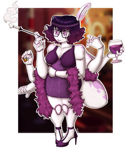 alcohol anthro arthropod_abdomen beverage cigarette clothing container cup dress drinking_glass exoskeleton female footwear glass glass_container glass_cup hair high_heels markings multi_arm multi_eye multi_limb shawl shoes smoking solo wine wine_glass thefoxwife animal_humanoid arachnid arachnid_humanoid arthropod arthropod_humanoid humanoid spider spider_humanoid hi_res