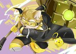 anthro bulge clothing eyewear fighting_pose fur goggles hammer male pose short_stack solo spandex superhero tight_clothing tools yellow_body yellow_fur hechaxianzhi lifewonders live_a_hero procy canid canine canis domestic_dog mammal absurd_res hi_res