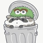 black_eyes black_nose chibi dot_eyes duo feral green_body grey_body inside_trash_can simple_background simple_eyes trash_can white_background yencatx pbs sesame_street oscar_the_grouch grouch mammal procyonid raccoon 1:1 2021