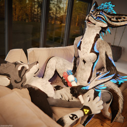 animal_genitalia animal_penis anthro anthro_on_anthro balls biped black_body black_fur blue_body blue_fur bodily_fluids canine_genitalia canine_penis claws clothing cum cum_dripping_from_penis cum_on_penis depth_of_field dominant duo erection feet frottage fur furniture genital_fluids genitals grey_body grey_fur hair hindpaw hitachi_magic_wand inside knot living_room lying male male/male masturbation multicolored_body nude on_back on_sofa open_mouth orgasm paws penile penis penises_touching pink_penis reflection sex sex_toy sitting sitting_on_another sitting_on_sofa slim slim_anthro slim_male slim_sub smile sofa submissive submissive_male tail vibrator wand_vibrator white_body white_fur dragonplayer hitachi dragonplayer_(character) kenovawolf canid canine canis fox hybrid jex mammal rexouium 1:1 3d_(artwork) absurd_res blender_(artwork) blender_cycles_(artwork) digital_media_(artwork) hi_res