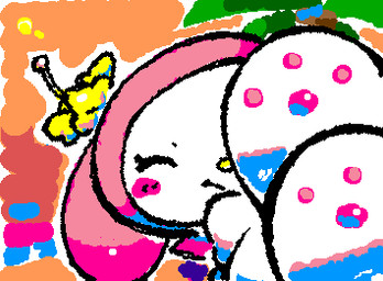 abstract_background ambiguous_gender anthro blush chibi clothed clothed_ambiguous clothed_anthro clothing eyes_closed featureless_hands feet flower flower_on_head foot_focus headgear headwear hindpaw hood mouth_closed pawpads paws pink_blush pink_hood plant solo squigglevision white_body yellow_flower yellow_nose ligma_(artist) onegai_my_melody sanrio my_melody lagomorph leporid mammal rabbit 2025 animated digital_media_(artwork) flat_colors low_res wigglypaint_(artwork) female_(lore)