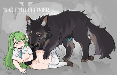 animal_genitalia animal_penis bestiality big_breasts bodily_fluids breasts canine_genitalia canine_penis dripping duo erection female feral genital_fluids genitals green_hair hair humanoid_on_feral humanoid_pointy_ears imminent_bestiality imminent_sex interspecies lipsticking male male/female penis pointy_ears precum precum_drip vulva sheph degrees_of_lewdity canid canine canis elf humanoid mammal wolf hi_res