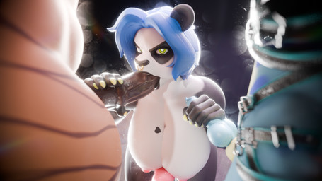 angry angry_sex animal_genitalia animal_penis anthro blue_body blue_fur blue_hair brown_body brown_fur canine_genitalia canine_penis equine_genitalia equine_penis fellatio fur genitals group group_sex gynomorph hair harness heart_(marking) humanoid_genitalia humanoid_penis intersex kneeling knot knotted_penis lens_flare looking_at_viewer male markings multicolored_body multicolored_fur oral penile penis sex threesome trio neo_nakamura leodamodeler_(modeler) arno_(terraapple) lira_(remix1997) renard_(neo_nakamura) bear canid canine felid fox giant_panda mammal prehistoric_species saber-toothed_tiger 3d_(artwork) digital_media_(artwork) hi_res