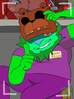 abs anthro blue_nose bottomwear camera camera_view clothing duo freddy_mask_(fnaf) fur green_body green_fur green_hair green_mane hair hook low-angle_view machine male male/male mane nipples pants purple_bottomwear purple_clothing purple_pants red_body red_fur smile soul_d_raws five_nights_at_freddy's five_nights_at_freddy's_2 scottgames foxy_(fnaf) freddy_(fnaf) souldi withered_foxy_(fnaf) animatronic canid canine felid fox ghost lion mammal pantherine robot spirit 2025 3:4 digital_drawing_(artwork) digital_media_(artwork) hi_res