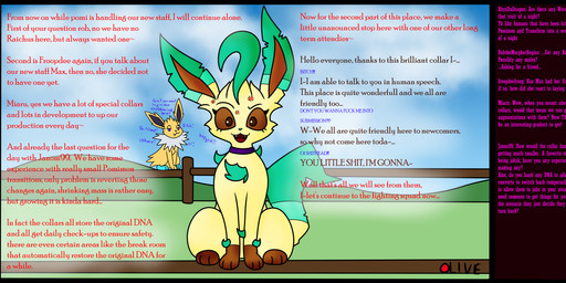 ambiguous_gender annoying black_border black_inner_ear blue_markings border brown_markings brown_sclera chat_window collar cross-popping_vein dialogue dipstick_ears dipstick_tail duo ear_markings feral front_view fur furrowed_eyebrows green_ear_tips green_markings green_tail_tip green_tuft greeting leg_markings legs_together livestream markings multicolored_ears neck_tuft nude open_mouth open_smile outside profanity quadruped sitting sitting_on_ground smile smug socks_(marking) solo_focus tail tail_markings text tuft username wall_of_text white_body white_fur yellow_body yellow_fur pomiart nintendo pokemon sammy_(pomiart) eeveelution generation_1_pokemon generation_4_pokemon jolteon leafeon pokemon_(species) 2024 colored english_text hi_res