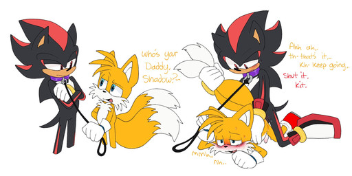 2_tails anal anal_penetration anthro anthro_on_anthro anthro_penetrated anthro_penetrating anthro_penetrating_anthro anthro_penetrating_male asking_another blue_eyes blush cheek_tuft chest_tuft clothing collar color_coded_text crossed_arms dialogue dipstick_tail doggystyle duo ellipsis facial_tuft footwear from_behind_position genitals gloves hand_on_back handwear leash leash_pull leashed_collar leashed_male leashed_top looking_pleasured male male/male male_penetrated male_penetrating male_penetrating_anthro male_penetrating_male markings moan multi_tail penetration penile penile_penetration penis penis_in_ass power_bottom purple_collar question_mark red_eyes sex shoes tail tail_markings tail_pull talking_to_another text tilde_after_text tuft young pachi_rizuu sega sonic_the_hedgehog_(series) miles_prower shadow_the_hedgehog canid canine eulipotyphlan fox hedgehog mammal english_text hi_res