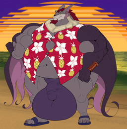 3_toes 4_fingers aloha_shirt anthro balls beach belly big_balls big_belly big_muscles big_pecs biped brown_facial_hair brown_finger_claws brown_goatee brown_hair brown_nose brown_toe_claws brown_wings bulge cheek_tuft claws clothing exposed_belly eyewear facial_hair facial_tuft feet finger_claws fingers flip_flops footwear fur genitals glance goatee green_sclera grey_body grey_fur grin grinning_at_viewer hair huge_balls huge_belly humanoid_feet humanoid_hands humanoid_heel hyper hyper_balls hyper_belly hyper_genitalia looking_at_viewer male membrane_(anatomy) membranous_wings moobs multicolored_body multicolored_fur musclegut muscular muscular_anthro muscular_male navel neck_tuft outside overweight overweight_anthro overweight_male pattern_clothing pattern_shirt pattern_topwear pecs pink_inner_ear plantigrade purple_clothing purple_thong purple_underwear sand sandals shirt shoes smile smiling_at_viewer smirk smirking_at_viewer solo standing summer sun sunglasses tan_body tan_fur thick_arms thick_thighs thong toe_claws toes topwear tuft two_tone_body two_tone_fur underwear wide_hips winged_arms wings lycandeep mc_morrales silverwing_(series) goth_(character) bat mammal 2022 colored digital_drawing_(artwork) digital_media_(artwork) hi_res shaded
