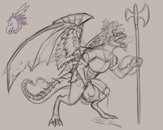 anthro axe balls big_balls bodily_fluids breath claws cock_vore cum erection genital_fluids genitals holding_balls larger_pred logo looking_pleasured male male_pred muscular open_mouth penile penis size_difference slosh sloshing_balls smile solo standing struggling struggling_prey teeth vore willing_pred wings zeanlain dark_souls fromsoftware gargoyle 2022 5:4 artist_logo