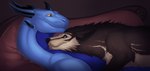 absurd_res canid canine canis cuddling dragon drake_inrelal duo european_mythology feral fur hi_res horn hug hugging_another laying_on_another lying male male/male mammal mythological_creature mythological_scalie mythology odyes on_back on_front scalie simple_background smiling_at_partner staffkira2891 western_dragon wolf