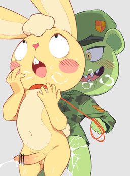 anal anal_penetration anthro asphyxiation balls black_eyes blonde_hair blush blush_stickers bodily_fluids bottomless bottomless_anthro bottomless_male breath buckteeth camo camo_clothing camo_print camo_shirt camo_topwear censor_bar censored_genitalia censored_penis choking clothed clothing countershade_torso countershading cum cum_in_ass cum_inside cum_while_penetrated cumshot duo ejaculation erection fangs fucked_silly fur genital_fluids genitals green_body green_clothing green_fur green_shirt green_topwear hair hat headgear headwear heart_nose heart_symbol ineffective_censorship leash leash_pull male male/male male_penetrated male_penetrating male_penetrating_male military_cap military_uniform navel nude nude_anthro nude_male obscured_anal obscured_penetration obscured_sex orgasm orgasm_face pattern_clothing pattern_shirt pattern_topwear penetration penis pink_nose questionable_consent saliva saliva_on_mouth sex shirt short_tail tail teeth topwear uniform yellow_body yellow_eyes yellow_fur umisag85rabb99 happy_tree_friends cuddles_(htf) flippy_(htf) fliqpy_(htf) bear lagomorph leporid mammal rabbit censored hi_res
