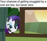 blue_eyes blue_eyeshadow dialogue eyeshadow female hair horn looking_at_viewer makeup purple_hair solo text window badumsquish friendship_is_magic hasbro my_little_pony fan_character raricow_(mlp) rarity_(mlp) bovid bovine cattle equid equine horse hybrid mammal pony english_text hi_res meme