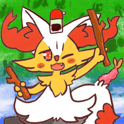 alternate_color ambiguous_anthro ambiguous_gender anthro biped blush cute_fangs dipstick_tail fangs food front_view grass holding_object holding_stick looking_at_viewer markings object_on_head on_one_leg one_eye_closed open_:3 open_mouth open_smile outside plant shrimp_(food) sky smile solo soy_sauce standing stick tail tail_markings teeth wink annyui0611 nintendo pokemon braixen canid generation_6_pokemon mammal pokemon_(species) 1:1 2022 digital_drawing_(artwork) digital_media_(artwork) half-length_portrait hi_res japanese_description portrait translated_description