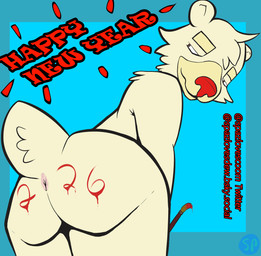 anthro anus biped brown_eyes brush butt fur holidays looking_at_viewer looking_back looking_back_at_viewer male nude nude_anthro nude_male paint paint_brushes paintbrush pose presenting presenting_anus presenting_hindquarters red_nose simple_background smile solo tail tasteful_nudity text white_body white_fur spazlovesdew new_year spaz bear mammal polar_bear ursine 2026 digital_drawing_(artwork) digital_media_(artwork) english_text flat_colors handwritten_text hi_res portrait three-quarter_portrait