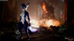 anthro clothed clothing female forest fur gloves hair handwear lightsaber looking_at_viewer melee_weapon plant pose posed salan smile sword tail tree weapon white_body daytia c4d star_wars the_mandalorian grogu rexouium 3d_(artwork) cinema_4d_(artwork) digital_media_(artwork) hi_res