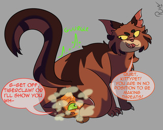 bodily_fluids butt butt_focus butt_sniffing duo feral feral_on_feral forced male male/male mocking musk nervous nervous_sweat onomatopoeia rumbling_stomach sitting sitting_on_another smelly smelly_butt sniffing sound_effects sweat sweatdrop sweaty_butt teasing text toony rancidwyrm warriors_(book_series) firestar_(warriors) tigerstar_(the_prophecies_begin) domestic_cat felid feline felis mammal 5:4 hi_res