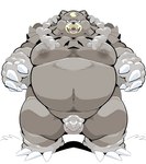 anthro balls belly big_belly black_nose blush brown_body genitals kemono male moobs nipples obese obese_male overweight overweight_male solo sigenoya takotyutyu nintendo pokemon pokemon_legends_arceus bear generation_8_pokemon mammal pokemon_(species) ursaluna 2022