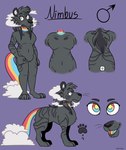 5_fingers anthro bent_arm black_body black_eyebrows black_fur black_hair black_nose black_pawpads black_stripes blue_tail blue_tongue chest_tuft closed_frown cloud eyebrows fangs featureless_chest featureless_crotch feral fingers frown fur gender_symbol grey_inner_ear hair half-closed_eyes hand_pawpads long_hair looking_at_viewer male male_anthro male_feral mouth_closed multicolored_body multicolored_fur multicolored_hair multicolored_tail narrowed_eyes navel nude_anthro pawpads pupils purple_background quadruped red_eyes red_tail side_view simple_background solo standing stripes symbol tail teeth text three-quarter_view tongue tuft two_tone_hair whisker_spots whiskers yellow_eyes yellow_pupils yellow_tail yellow_tongue beastofeuthanasia nimbus_(sp00ksies) elemental_creature felid feline mammal 2019 character_name digital_media_(artwork) english_description flat_colors hi_res model_sheet