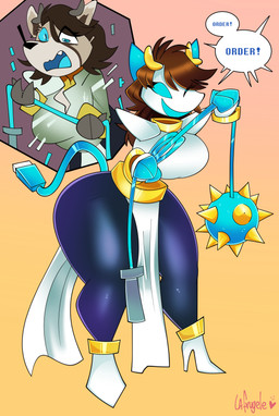 anthro big_breasts boots breasts brown_hair clothing dialogue female floating_hands footwear hair high_heeled_boots high_heels holding_object holding_weapon machine shoes simple_background smile solo standing tail text thick_thighs transformation weapon white_clothing white_footwear white_high_heels la-frugele deltarune undertale_(series) koopsloops tasque_manager darkner deer felid feline mammal robot 2023 absurd_res digital_media_(artwork) english_text hi_res
