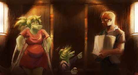 anthro bald big_breasts biped breasts canon_couple clothed clothed_anthro clothed_female clothed_human clothed_male clothing crutch detailed_background doll dress eyewear family female fingers gesture green_hair grey_eyes group hair hand_gesture happy hat headgear headwear holding_object human_on_anthro humanoid_hands inside interspecies long_hair looking_at_another male male/female medical_instrument non-mammal_breasts open_mouth open_smile pointing ponytail pregnant pregnant_anthro pregnant_female red_clothing red_dress romantic romantic_couple scientific_instrument short_hair smile standing sunglasses teeth trio yellow_sclera young young_anthro young_male eddodoodle cavemanon_studios i_wani_hug_that_gator inco_(iwhtg) olivia_halford trent_(iwhtg) baryonyx dinosaur human mammal prehistoric_species reptile scalie spinosaurid theropod 2025 absurd_res colored digital_media_(artwork) hi_res father_(lore) father_and_child_(lore) father_and_son_(lore) mother_(lore) mother_and_child_(lore) mother_and_son_(lore) parent_(lore) parent_and_child_(lore) parent_and_son_(lore) son_(lore)