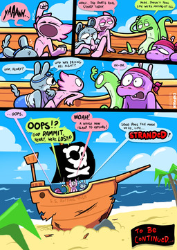 anthro balls blue_body blue_fur blush blush_lines dialogue duo eyewear fellatio female flag foreplay foreskin fur genitals goggles green_body island kerchief male male/female nude_anthro nude_male oral palm_tree partially_clothed_anthro partially_clothed_female penile penis pink_body pirate pirate_flag plant purple_body rock sand sea sex ship speech_bubble stranded text tree vehicle water watercraft theenfman andy_axolotl chilly_chinchilla henry_hippo_(theenfman) salvador_salamander amphibian axolotl chinchilla chinchillid common_hippopotamus hippopotamid mammal marine mole_salamander rodent salamander comic english_text hi_res