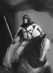 anthro armor bridle clothed clothing coat duo feral fur guardian hair male melee_weapon mount reins riding saddle shield simple_background smile sword templar topwear warrior weapon dimonis equid equine felid feline horse lion mammal pantherine 2020 digital_media_(artwork) greyscale hi_res monochrome signature watermark