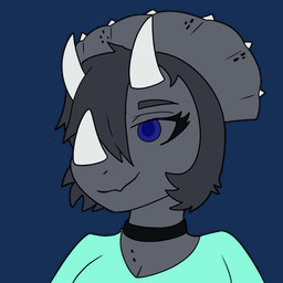 anthro choker clothed clothed_anthro clothed_female clothing facial_horn female frill_(anatomy) green_clothing grey_body grey_hair hair horn jewelry low_framerate markings medium_hair mouth_closed necklace open_mouth purple_eyes short_loop simple_background solo spots spotted_markings transparent_background purplekatsnek vev_(purplekatsnek) ceratopsian ceratopsid chasmosaurine dinosaur marginocephalian ornithischian prehistoric_species reptile scalie triceratops 1:1 alpha_channel animated bust_portrait colored loop portrait