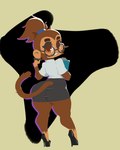 anthro clothing eyewear female footwear glasses hair high_heels looking_at_viewer looking_back office_clothing office_lady ponytail shoes solo thick_thighs tight_clothing the_heking_(artist) bloons_tower_defense ninja_kiwi patch_(bloons) haplorhine mammal monkey primate 4:5 hi_res