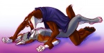 anthro cape clothing convenient_censorship duo licking male male/male nude pounce romantic romantic_couple tail tongue tongue_out amonomega canid canine canis mammal wolf