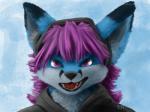 blue_body blue_fur fluffy fur hair lets_play male pink_hair purple_hair solo speedpaint takiro_(artist) nyaaa_foxx canid canine fox mammal 4:3 hi_res