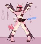 ambiguous_gender anthro balls bdsm bdsm_gear biped blindfold blush bondage bondage_furniture bound breath cuff_(restraint) disembodied_hand duo flogger fur genitals ghost_hand hair male male/ambiguous male_anthro nude open_mouth panting rear_view restraints saint_andrew's_cross simple_background solo_focus standing submissive tail gothicguttz paddles bovid bovine cattle mammal digital_media_(artwork) hi_res
