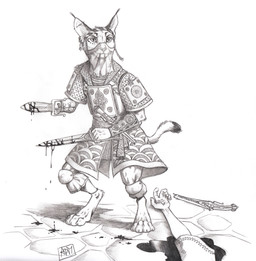 4_toes 5_fingers accessory anklet anthro armor blood blood_drip blood_on_ground blood_on_weapon blood_puddle bodily_fluids bottomwear breastplate clothed clothing cobblestone death digitigrade dipstick_tail dripping duo ear_piercing ear_ring ear_tuft feet fingers fur gun handgun headband holding_object holding_weapon industrial_piercing jewelry looking_forward markings necklace pants piercing pistol poleyn ranged_weapon ring_piercing shadow simple_background smile solo_focus spaulder tail tail_markings toes tuft vambrace veil weapon 0laffson caracal caracal_(genus) felid feline human mammal 2019 graphite_(artwork) hi_res signature traditional_media_(artwork)