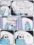 absurd_res aftertale animated_skeleton bone bridge clothed clothing comic dialogue english_text frisk_(undertale) grin hair hi_res human humanoid loverofpiggies male mammal not_furry one_eye_closed papyrus_(undertale) sans_(undertale) skeleton smile teeth text undead undertale undertale_(series) wink winter