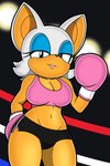 anthro big_breasts black_bottomwear black_clothing black_shorts bottomwear boxing boxing_gloves bra breasts clothed clothing dolphin_shorts female fighting_ring handwear navel pink_bra pink_clothing pink_underwear shorts solo sport underwear toyminator900 sega sonic_the_hedgehog_(series) rouge_the_bat bat mammal 2023 2:3 digital_media_(artwork) hi_res