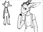 2_horns anthro breasts clothed clothing eyebrows eyelashes female fully_clothed fur horn medium_breasts overalls reference_image shirt simple_background snout solo standing topwear white_background mouse_(artist) nan_quest nan_(nq) bovid caprine goat mammal 2014